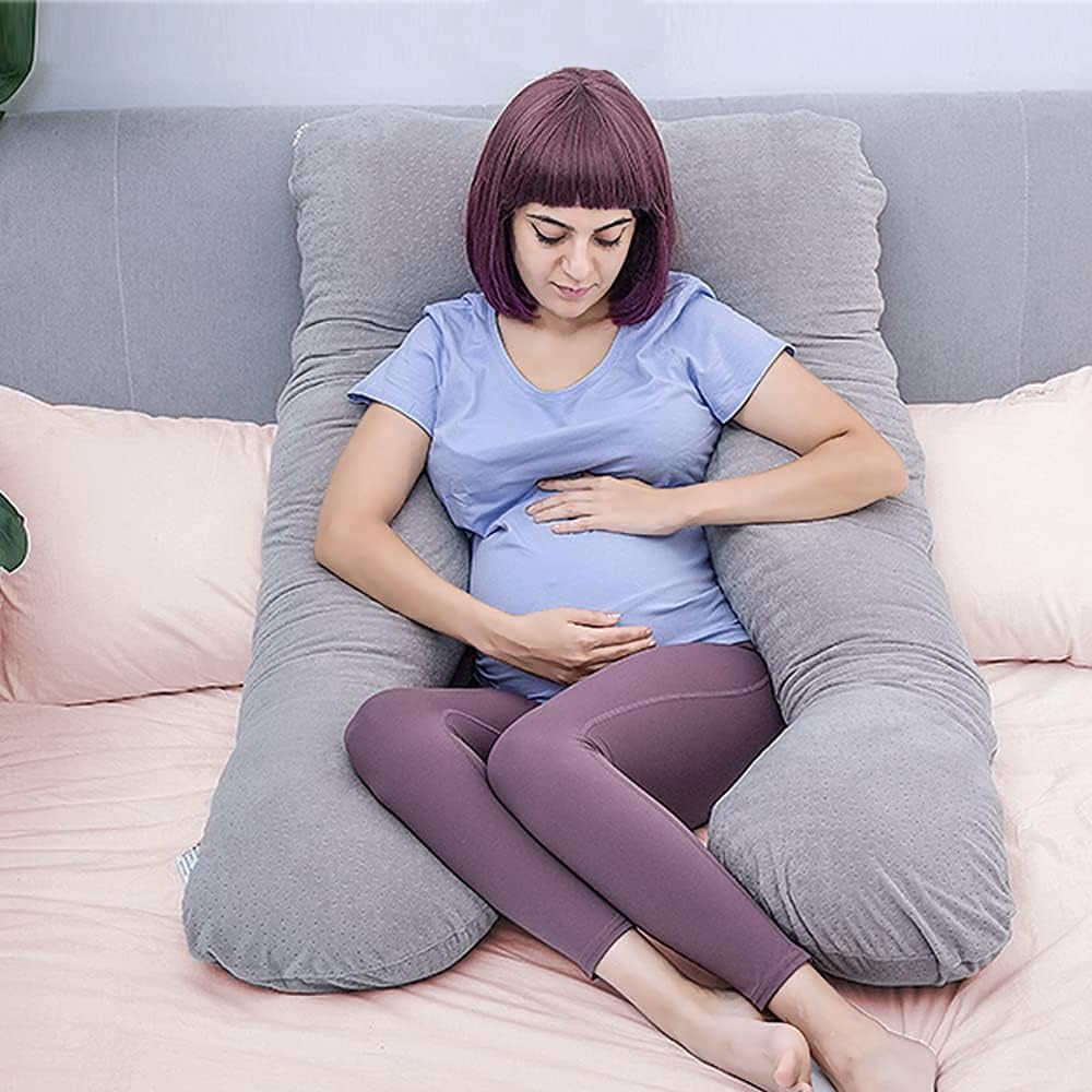 Awesling U字型抱き枕 全身枕 授乳クッション グレー