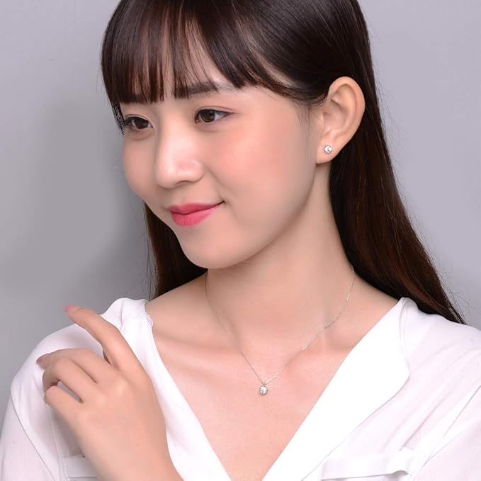 [Free bird] ネックレス レディース ピアス セット 「バラのキッス」 最高級 ジルコニア シルバー ペンダント 金属アレルギー対応 アクセサリー 一粒ジュエリー 誕生日 記念日 母の日のプレゼント