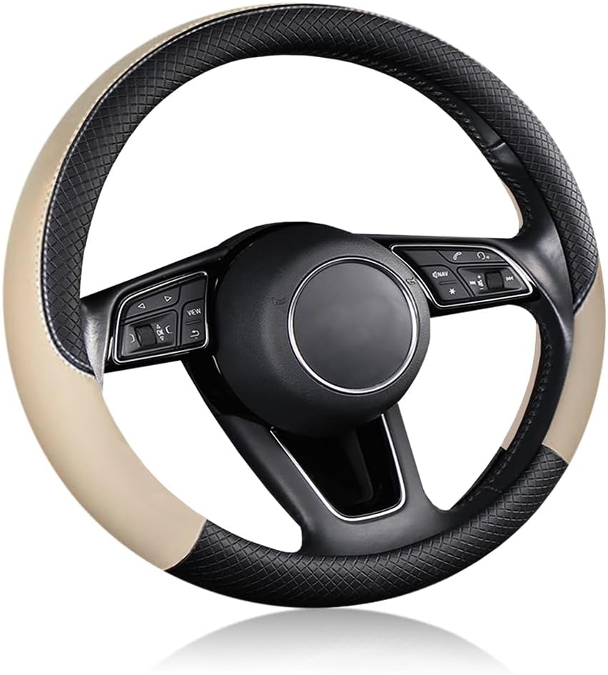 ハンドルカバー 車用 軽自動車 Sサイズ 3Dグリップ 滑り止め ステアリングカバー 汎用 37～38cm ベージュ