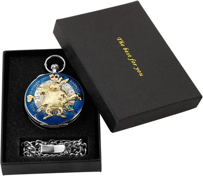 懐中時計 オルゴール 音楽時計チェーン   クリスマス 誕生日 卒業ギフト, ローズゴールドグリーン-01 手回し式