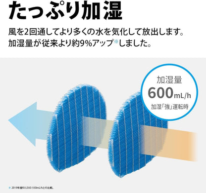 シャープ 加湿 空気清浄機 KI-TS50-W プラズマクラスター 25000 浮遊 ・ 付着 ウィルス 花粉 空気浄化 静音 薄型スリム 加湿 600mL/h