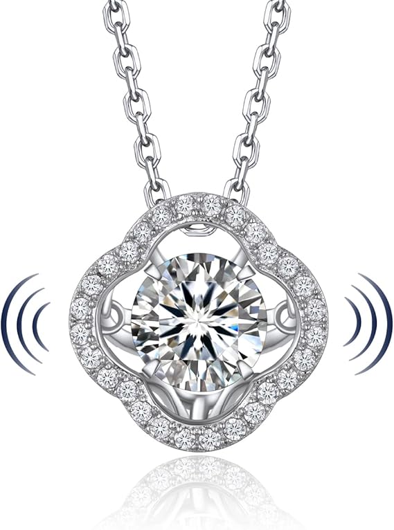 [MomentWish] ダンシングストーン ネックレス レディース 0.5-1 カラット モアサナイト ペンダント シルバーネックレス人気ブランド チェーン 誕生日 記念日 プレゼント（長40cm＋アジャスター5cm） 華奢ギフトボックス付け