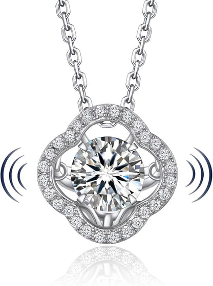 [MomentWish] ダンシングストーン ネックレス レディース 0.5-1 カラット モアサナイト ペンダント シルバーネックレス人気ブランド チェーン 誕生日 記念日 プレゼント（長40cm＋アジャスター5cm） 華奢ギフトボックス付け