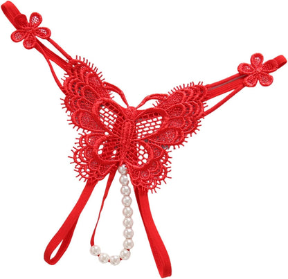 Stebcece 女性マッサージ Gストリング Tバックパンティ 真珠ビーズ Tバック