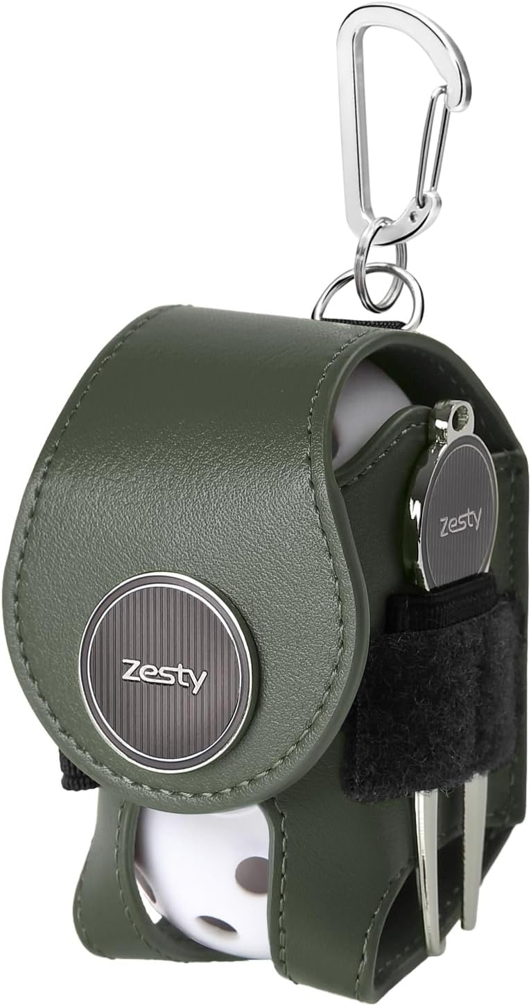 Zesty ゴルフボールケース ボールポーチ グリーンフォーク マーカー