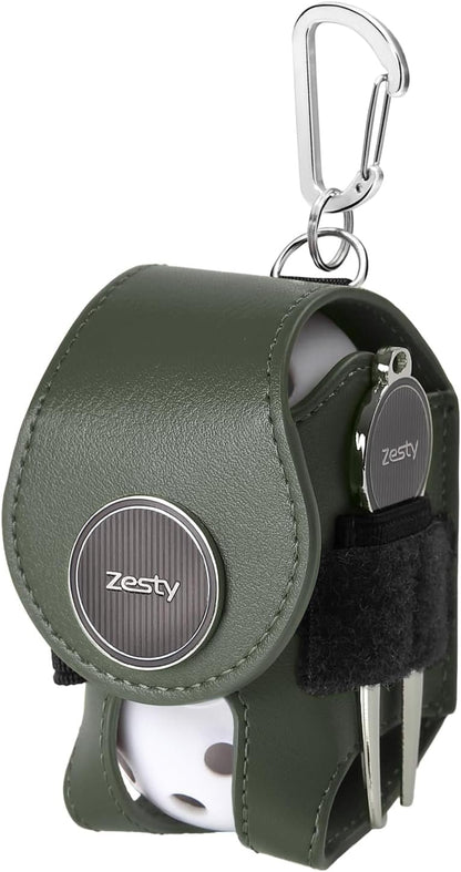 Zesty ゴルフボールケース ボールポーチ グリーンフォーク マーカー