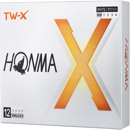 ホンマ ゴルフ ボール TW-X TW-S 2024年モデル 1ダース 12球入り ホワイト イエロー 3ピース ツアー系 スピン 飛距離 ディスタンス ソフト ゴルフボール TOUR WORLD BT2402 本間 HONMA_TW-X_ホワイト(1ダース)
