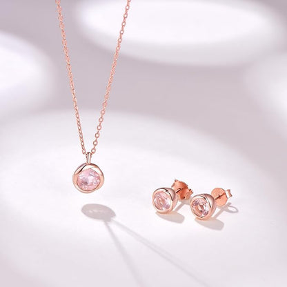 [Free bird] ネックレス レディース ピアス セット 「バラのキッス」 最高級 ジルコニア シルバー ペンダント 金属アレルギー対応 アクセサリー 一粒ジュエリー 誕生日 記念日 母の日のプレゼント