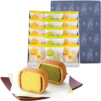 文明堂 カステラ カステラ巻 個包装 贈答用 和菓子 詰め合わせ 手提げ袋付き（15個入）