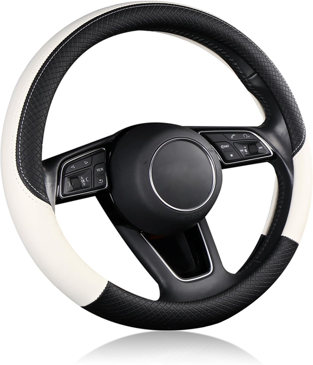 ハンドルカバー 車用 軽自動車 Sサイズ 3Dグリップ 滑り止め ステアリングカバー 汎用 37～38cm ベージュ