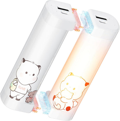 HAGOOGI (ハゴオギ) 充電式カイロ 電気カイロ クリスマス プレゼント 急速発熱 3階段温度調節 モバイルバッテリー 10000mAh大容量 ハンドウォーマー 14時間連続発熱可能 急速充電 エコ 小型 超軽量 分離式設計 持ち運びやすい 寒さ対策 アウトドア 通勤通学 贈り物 (Cute)