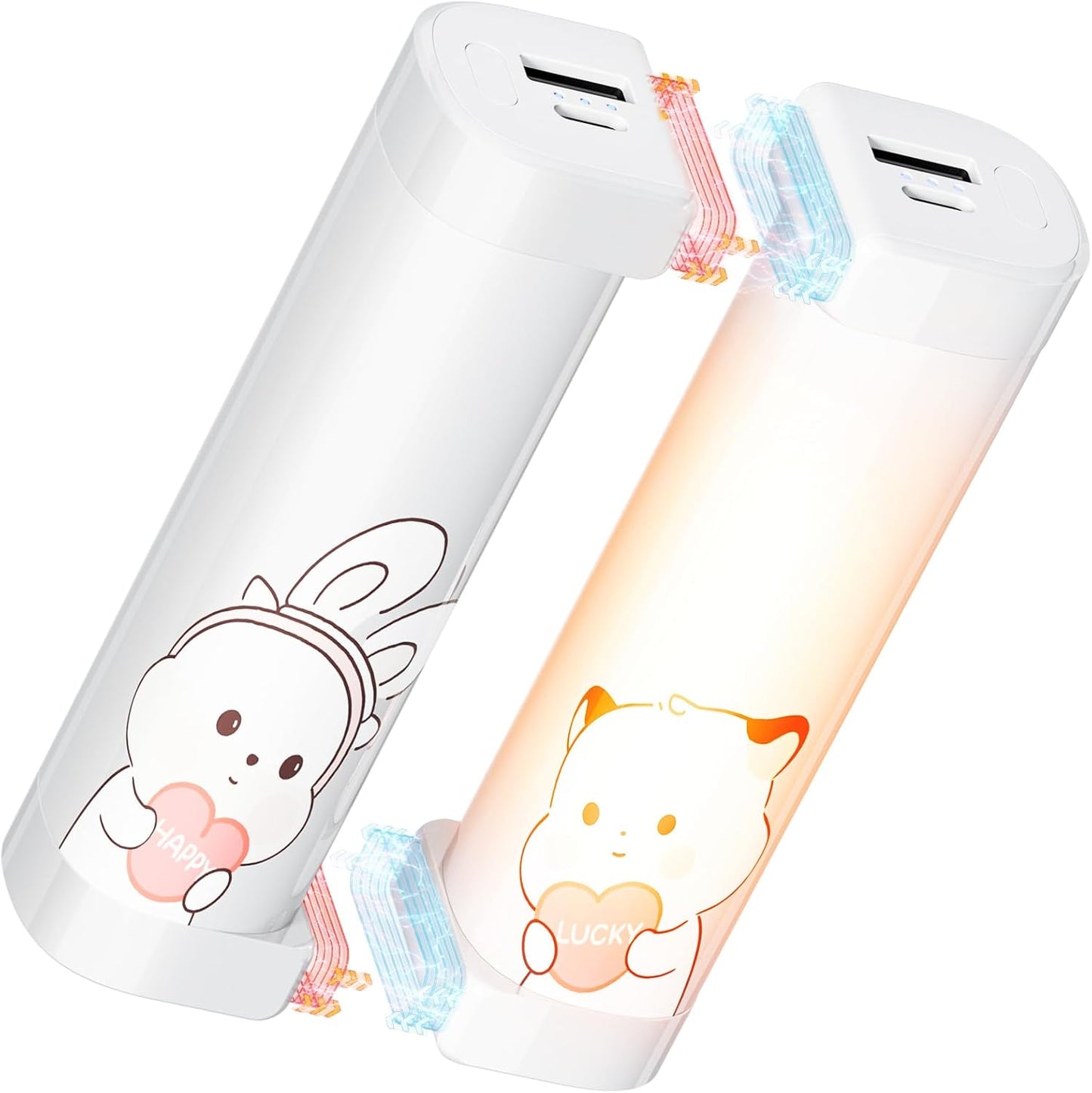 HAGOOGI (ハゴオギ) 充電式カイロ 電気カイロ クリスマス プレゼント 急速発熱 3階段温度調節 モバイルバッテリー 10000mAh大容量 ハンドウォーマー 14時間連続発熱可能 急速充電 エコ 小型 超軽量 分離式設計 持ち運びやすい 寒さ対策 アウトドア 通勤通学 贈り物 (Cute)