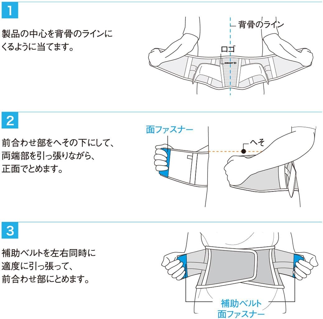 ザムスト（ZAMST）動きやすさと固定力を兼ね備えた 腰サポーター ZWシリーズ  男女兼用・簡単着脱・圧迫力調節可能・高通気性