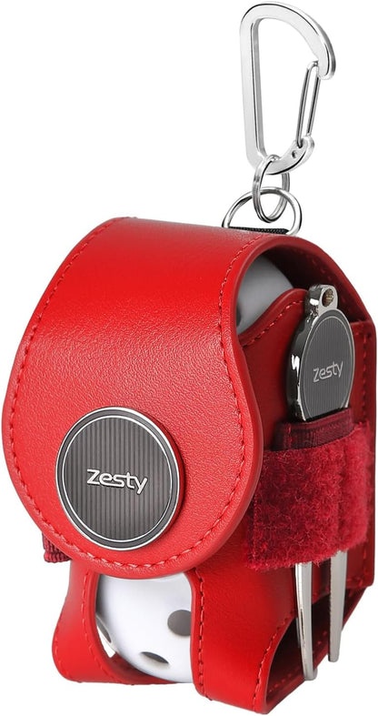 Zesty ゴルフボールケース ボールポーチ グリーンフォーク マーカー