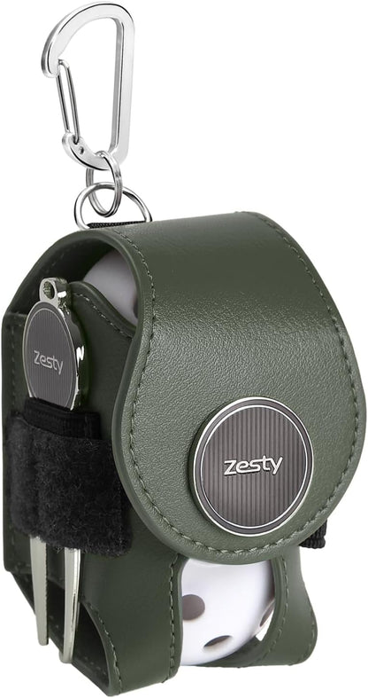 Zesty ゴルフボールケース ボールポーチ グリーンフォーク マーカー