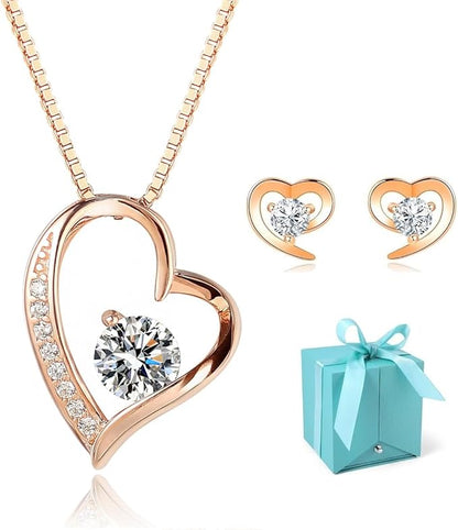 [Jeconpal] ネックレス レディース スワロフスキージルコニア採用 純銀925 オープンハート アクセサリー 金属アレルギー対応 ホワイトデー バレンタイン クリスマス 誕生日 プレゼント 女性 ギフト