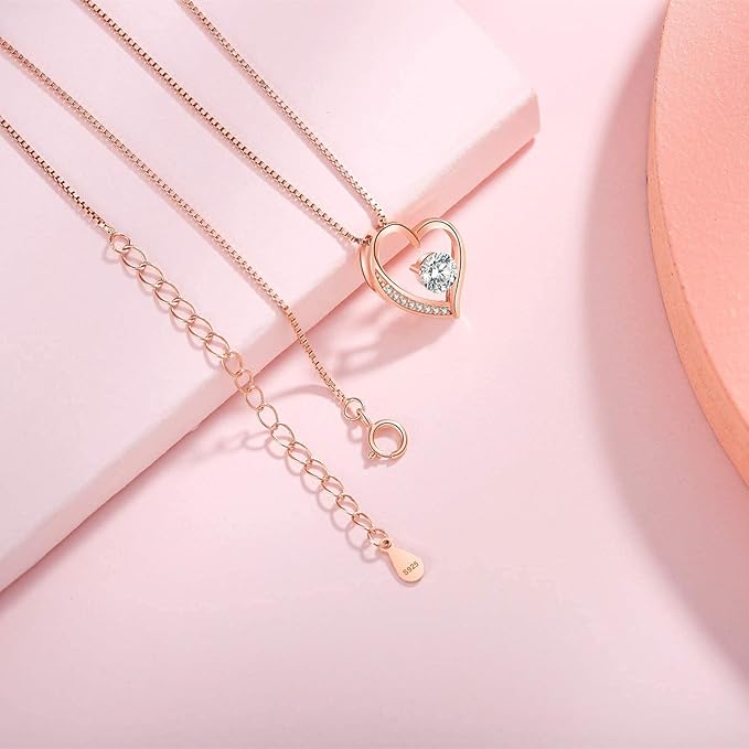 [Jeconpal] ネックレス レディース スワロフスキージルコニア採用 純銀925 オープンハート アクセサリー 金属アレルギー対応 ホワイトデー バレンタイン クリスマス 誕生日 プレゼント 女性 ギフト