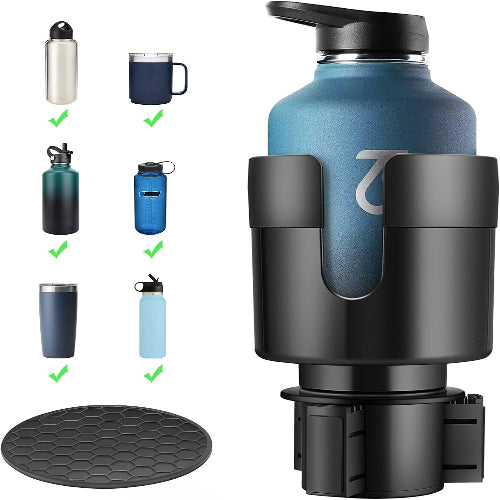 (タイコー) 車用カップホルダーエクステンダー 調節可能なベース付き車用カップホルダーエクステンダー Yeti 24/36/40オンス HydroFlask 32/40オンス 3インチ~3.9インチの大型ボトルに対応 (16~40オンス)。