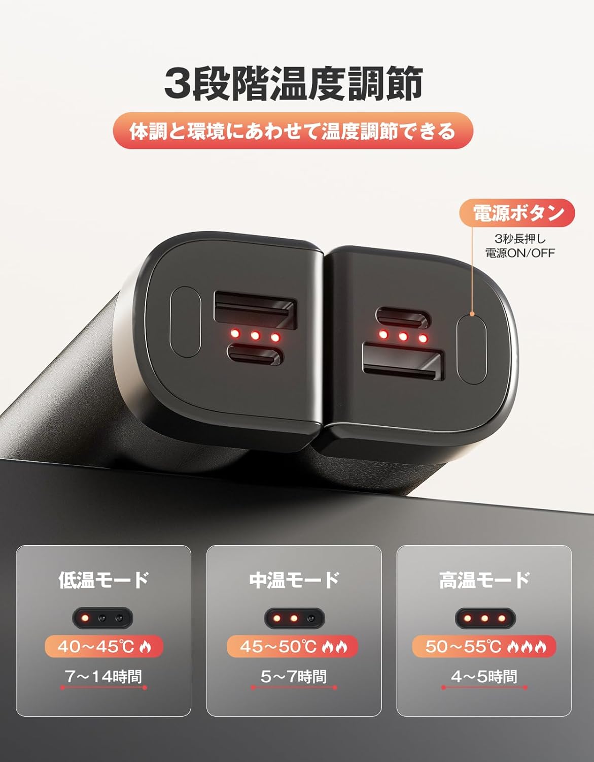HAGOOGI (ハゴオギ) 充電式カイロ 電気カイロ クリスマス プレゼント 急速発熱 3階段温度調節 モバイルバッテリー 10000mAh大容量 ハンドウォーマー 14時間連続発熱可能 急速充電 エコ 小型 超軽量 分離式設計 持ち運びやすい 寒さ対策 アウトドア 通勤通学 贈り物 (Cute)