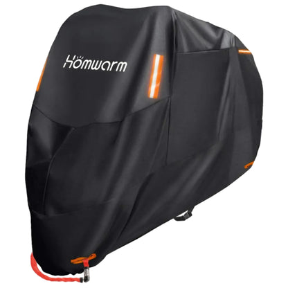 Homwarm バイクカバー 300D厚手 防水 紫外線防止 盗難防止 収納バッグ付き (4XL, ブラック)