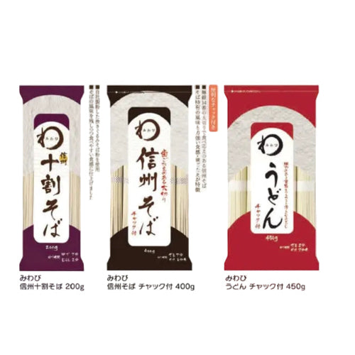 みわび 信州そば 400g 太麺 チャック付 乾麺