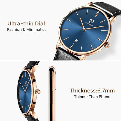 [BEN NEVIS] 腕時計 メンズ シンプル おしゃれ 薄型 カジュアル 日付表示 防水 アナログ クォーツ時計 メッシュ バンド ブラック