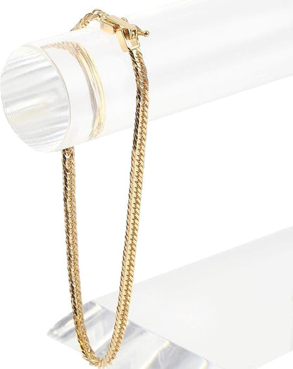 [フェアリーカレット] K18 8面トリプルキヘイブレスレット 日本製 18金 喜平 中留め