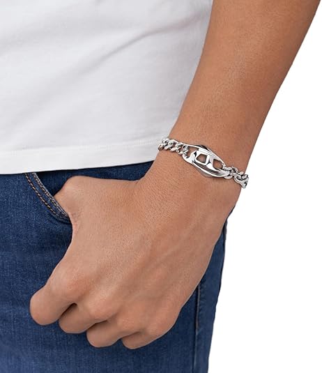 Diesel オールジェンダー ステンレススチールブレスレット, One Size, 金属, 宝石なし