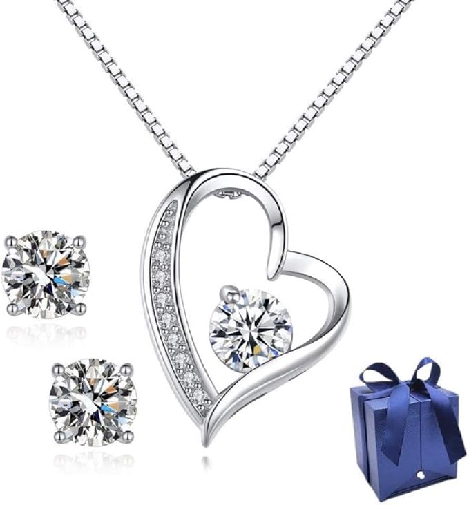 [Jeconpal] ネックレス レディース スワロフスキージルコニア採用 純銀925 オープンハート アクセサリー 金属アレルギー対応 ホワイトデー バレンタイン クリスマス 誕生日 プレゼント 女性 ギフト