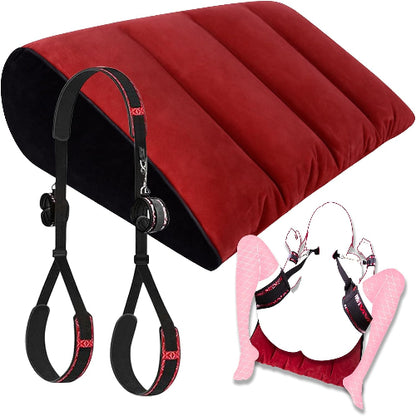 【人間工学×SM】M字開脚 拘束具 3点セット｜可調式ベルト＆手枷＋深め姿勢クッション 痛くない BDSM初心者 KOUMI