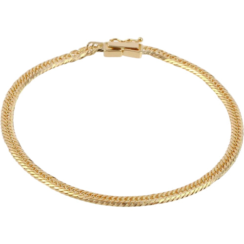 [フェアリーカレット] K18 8面トリプルキヘイブレスレット 日本製 18金 喜平 中留め