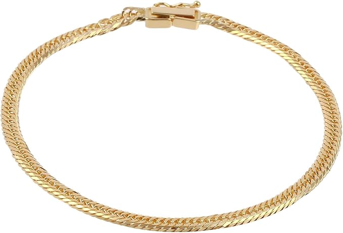 [フェアリーカレット] K18 8面トリプルキヘイブレスレット 日本製 18金 喜平 中留め