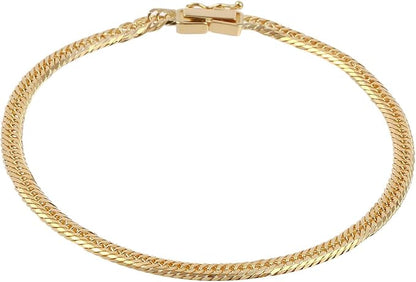 [フェアリーカレット] K18 8面トリプルキヘイブレスレット 日本製 18金 喜平 中留め