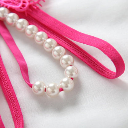 Stebcece 女性マッサージ Gストリング Tバックパンティ 真珠ビーズ Tバック