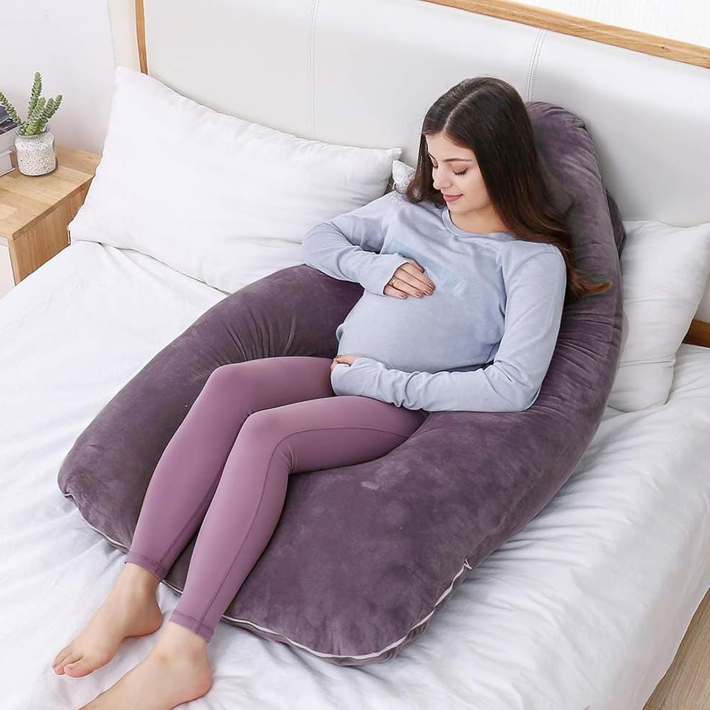 Awesling U字型抱き枕 全身枕 授乳クッション グレー