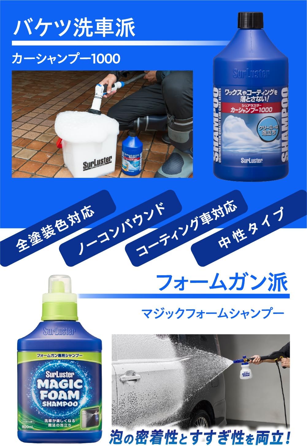 Surluster(シュアラスター) ウォッシンググローブ [キズ防止 オーストラリア羊毛] S-106 & 洗車シャンプー [ノーコンパウンド] カーシャンプー1000 S-30【セット買い】