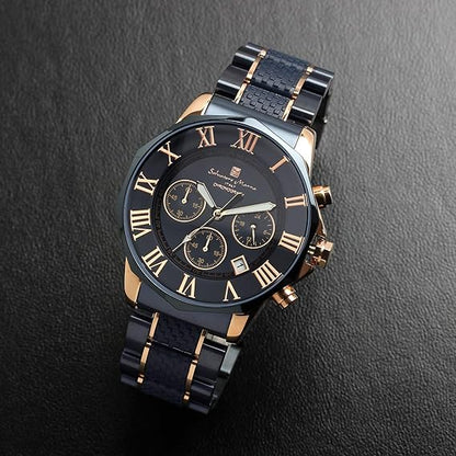 [サルバトーレマーラ] 腕時計 ウォッチ クロノグラフ 10気圧防水 ビジネス フォーマル イタリアブランド 限定モデル メンズ SM15104 (ブラック×ピンクゴールド) [並行輸入品]