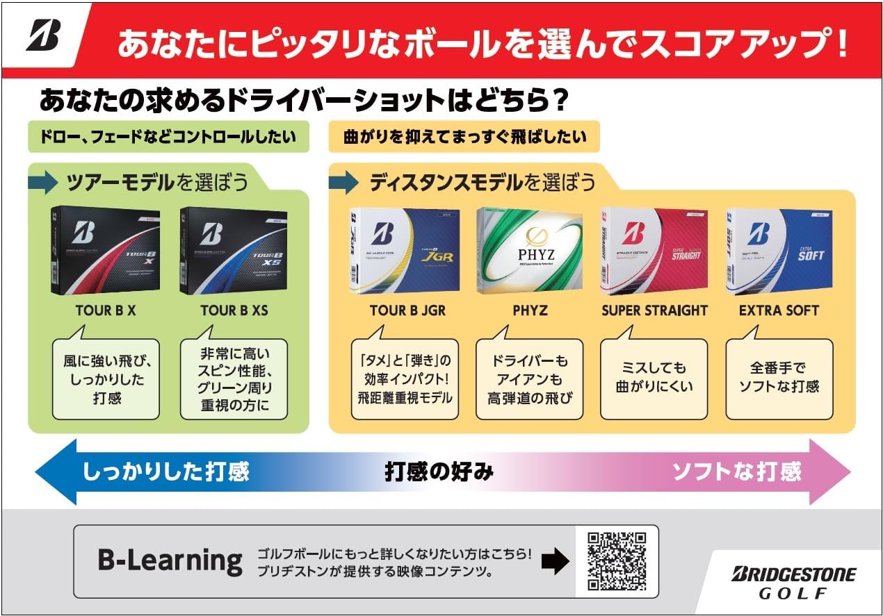 BRIDGESTONE(ブリヂストン)ゴルフボール TOUR B X/XS 2024年モデル 12球入