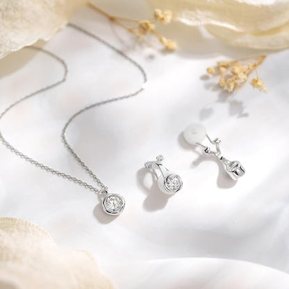 [Free bird] ネックレス レディース ピアス セット 「バラのキッス」 最高級 ジルコニア シルバー ペンダント 金属アレルギー対応 アクセサリー 一粒ジュエリー 誕生日 記念日 母の日のプレゼント