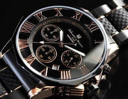 [サルバトーレマーラ] 腕時計 ウォッチ クロノグラフ 10気圧防水 ビジネス フォーマル イタリアブランド 限定モデル メンズ SM15104 (ブラック×ピンクゴールド) [並行輸入品]