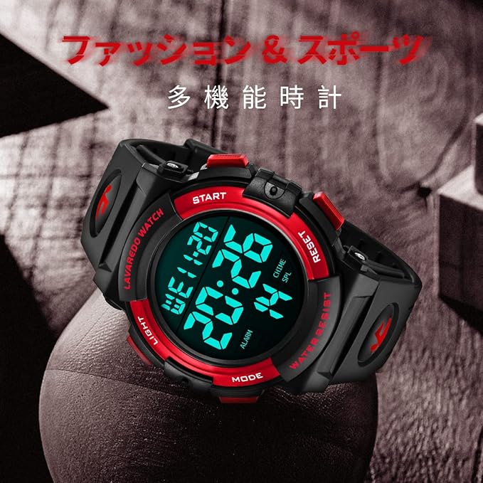 腕時計 メンズ デジタル 50メートル防水 日付 曜日 アラーム LED表示 多機能付き 防水腕時計 デジタル腕時計 スポーツウォッチ おしゃれ アウトドア 取扱説明書付き
