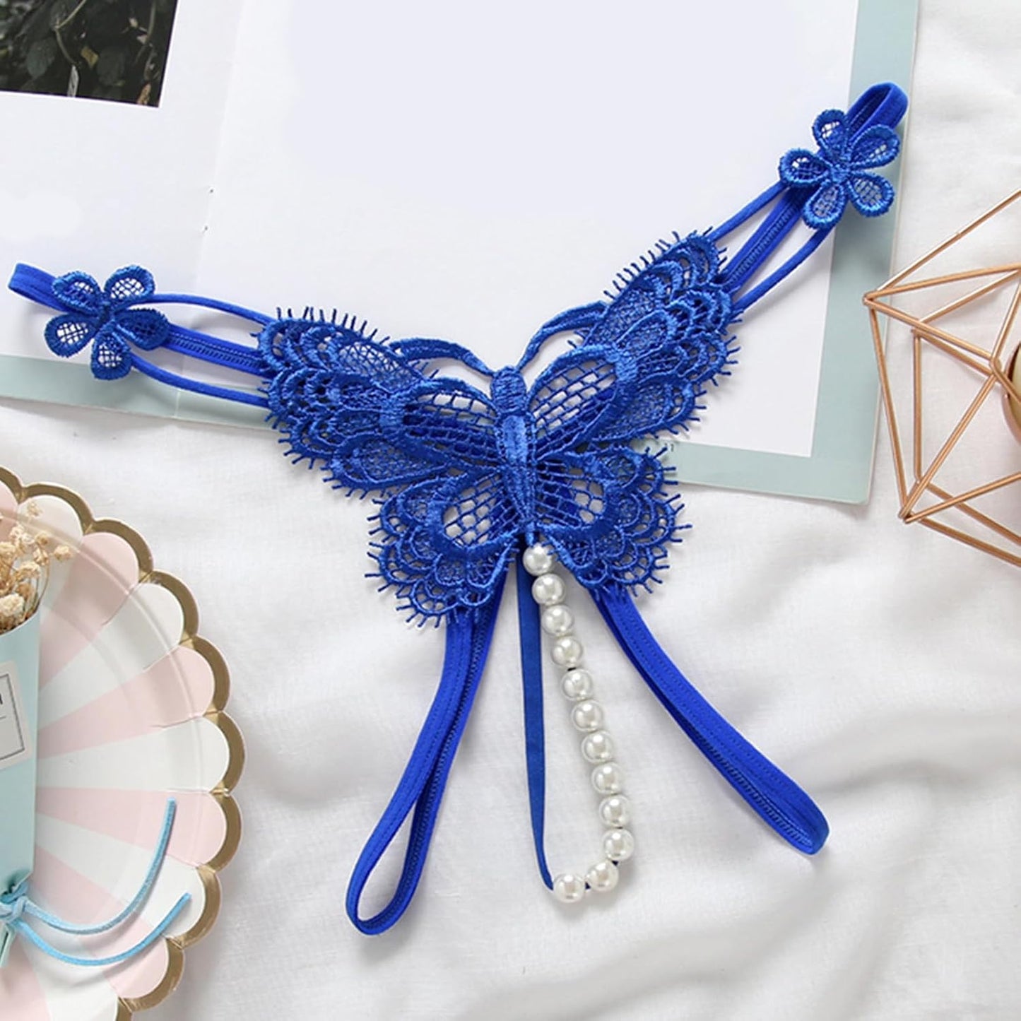 Stebcece 女性マッサージ Gストリング Tバックパンティ 真珠ビーズ Tバック