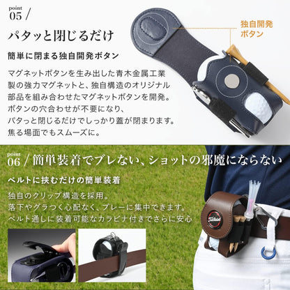 Zesty ゴルフボールケース ボールポーチ グリーンフォーク マーカー