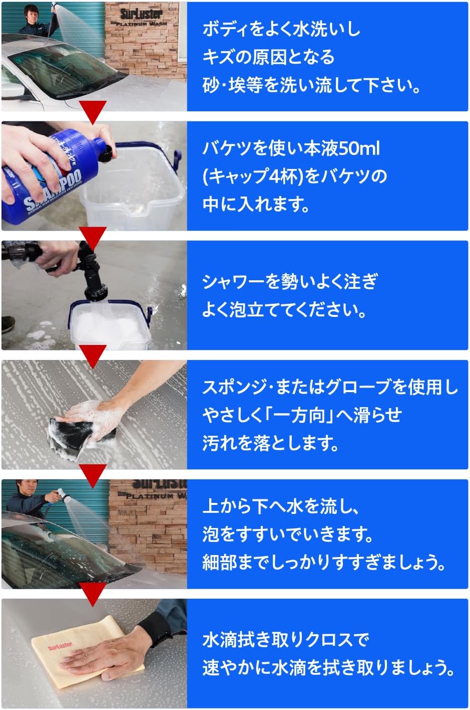 Surluster(シュアラスター) ウォッシンググローブ [キズ防止 オーストラリア羊毛] S-106 & 洗車シャンプー [ノーコンパウンド] カーシャンプー1000 S-30【セット買い】