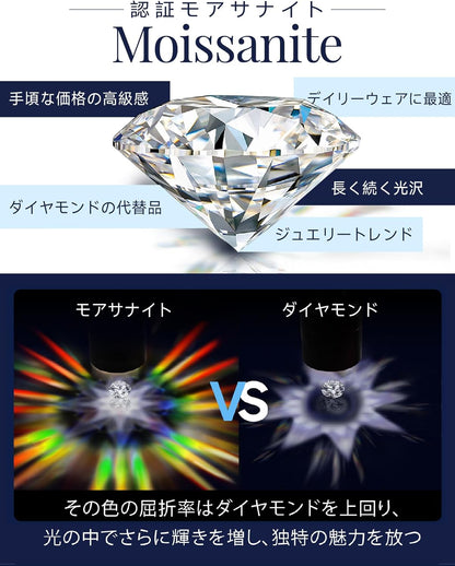 [MomentWish] ダンシングストーン ネックレス レディース 0.5-1 カラット モアサナイト ペンダント シルバーネックレス人気ブランド チェーン 誕生日 記念日 プレゼント（長40cm＋アジャスター5cm） 華奢ギフトボックス付け