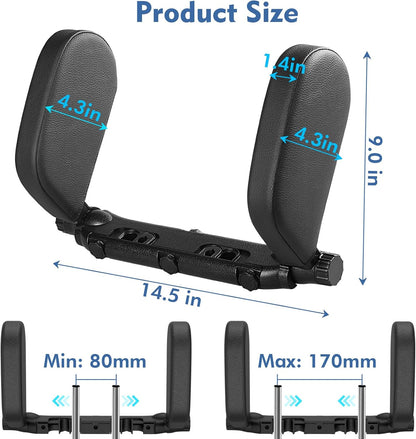 JZCreater ヘッドレスト 車 ネックピロー 旅行用ヘッドレスト U字型 180° 調整可能 睡眠姿勢サポート 取付簡単 子供と大人に適用（ブラック）