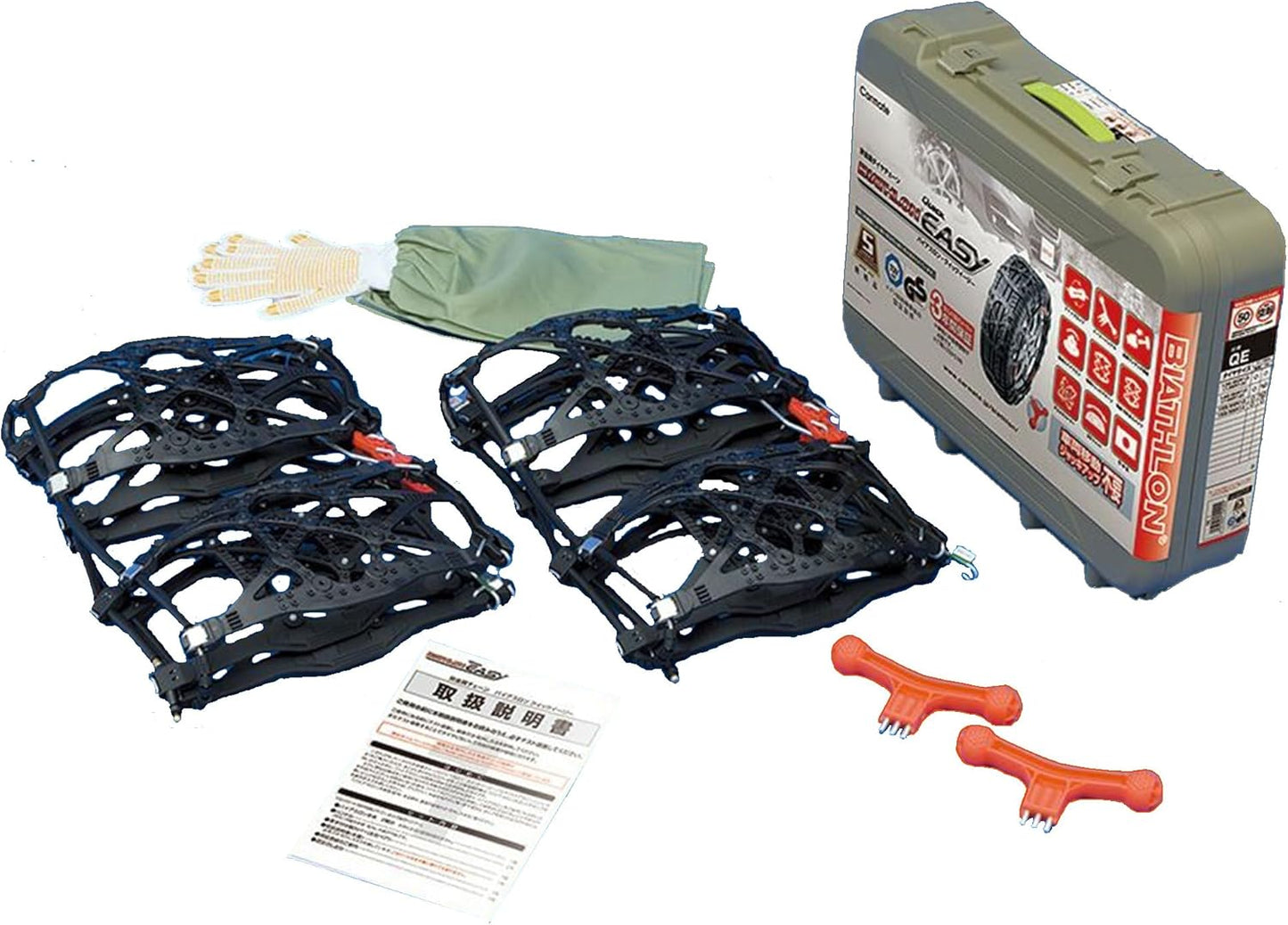 カーメイト 【正規品】 簡単装着 日本製 JASSA認定 非金属 タイヤチェーン バイアスロン クイックイージー QE1 適合:155/55R14 155/65R13 (夏) 145R12 (夏) 135R13 QE1 ブラック