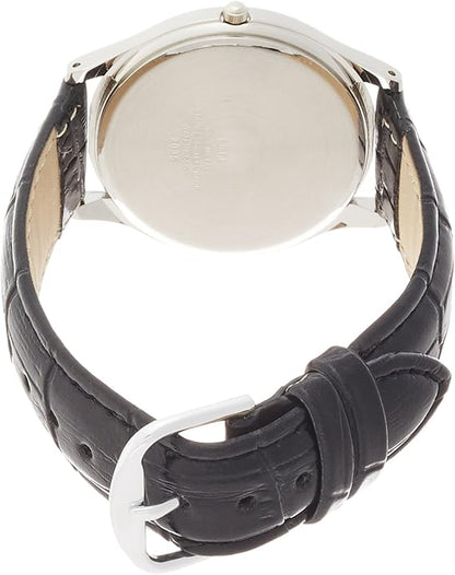 [シチズン Q&Q] 腕時計 アナログ 防水 革ベルト QA36-102 メンズ ブラック