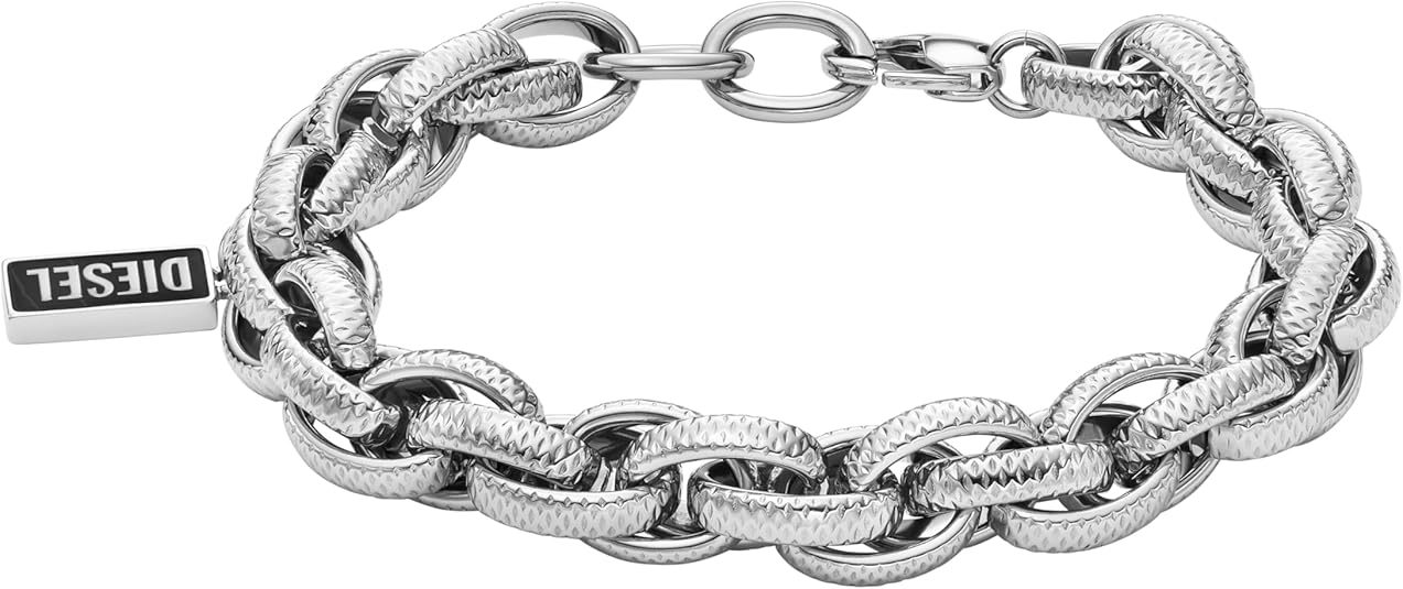 Diesel オールジェンダー ステンレススチールブレスレット, One Size, 金属, 宝石なし