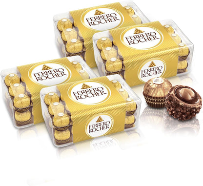 チョコレート フェレロ ロシェ Ferrero Rocher バレンタイン お年賀 チョコ プレゼント お菓子 ギフト 人気 おしゃれ 手土産 詰め合わせ まとめ買い 大容量 ヘーゼルナッツ ミルクチョコレート 30粒 375g